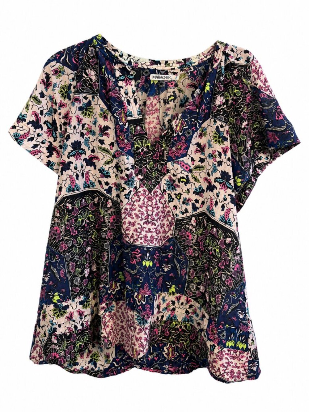 Mariacher Patchwork Floral Cotton Top Size Small Boho Cottagecore Festival S